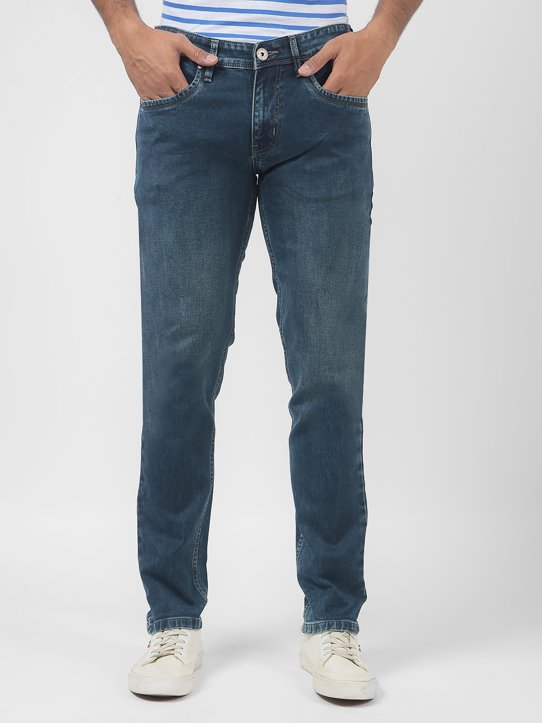 Numero Uno Men Solid Dark Blue Jeans